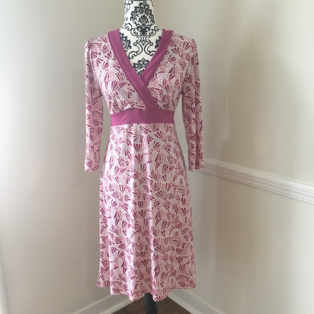 Pink Shell Patterned Wrap Dress